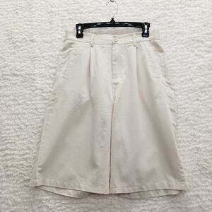 Shorts Capri Bermuda Beige Linen Blend Coastal Grandma Minimalist Comfy Size L